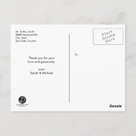 Carte Postale Merci, Moderne, Script ・ Photo, Noms et date (Dos)