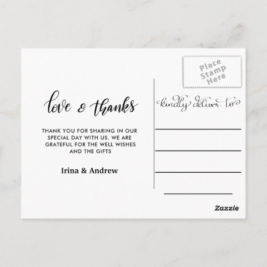 Carte Postale Merci moderne Script Trois photos Mariages (Dos)