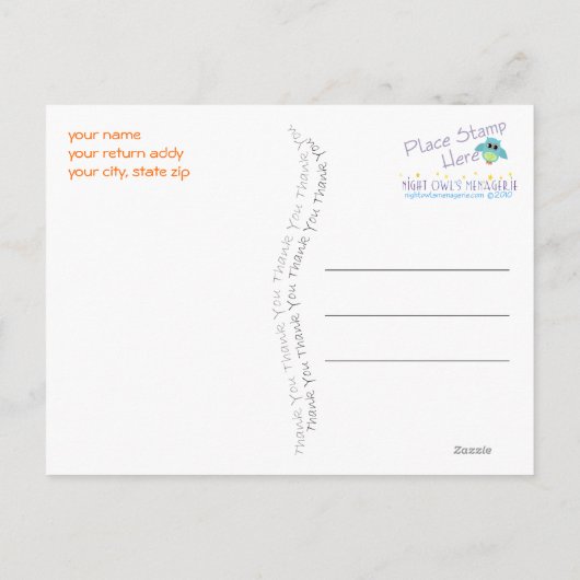 Carte postale Merci Monogramme (Dos)