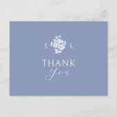 Carte postale Merci Monogramme bleu et blanc (Devant)