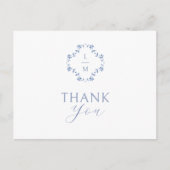 Carte postale Merci Monogramme bleu et blanc (Devant)