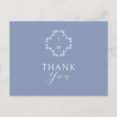 Carte postale Merci Monogramme bleu et blanc (Devant)