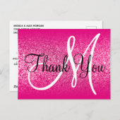 Carte Postale Merci Monogramme Ombré Pailletté Rose Chaud pour F (Devant / Derrière)