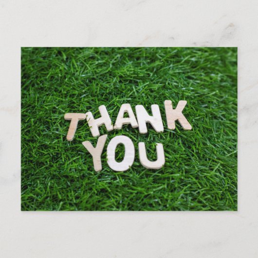 Carte Postale Merci mot sur fond d'herbe verte (Devant)