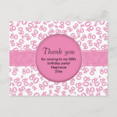 Carte Postale Merci : Motif de nombre pour 80e anniversaire rose (Devant)