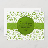 Carte Postale Merci : motif de numéro d'anniversaire 90 vert/bla (Devant / Derrière)