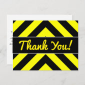 Carte Postale "Merci !" + Motif en chevron noir et jaune (Devant / Derrière)
