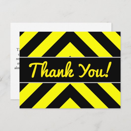 Carte Postale "Merci !" + Motif en chevron noir et jaune (Devant / Derrière)