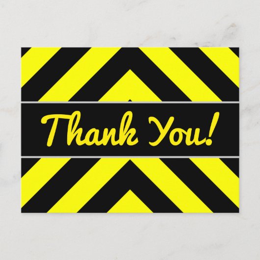 Carte Postale "Merci !" + Motif en chevron noir et jaune (Devant)