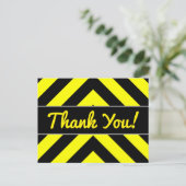 Carte Postale "Merci !" + Motif en chevron noir et jaune (Debout devant)
