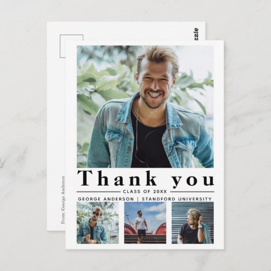 Carte Postale Merci multi photo minimaliste (Devant / Derrière)