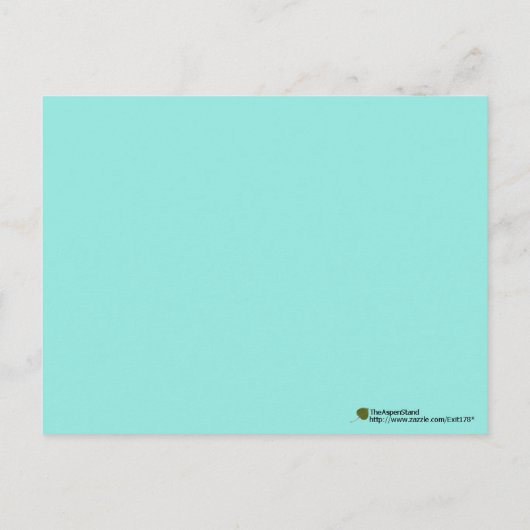 Carte Postale Merci multilingue bleu et turquoise (Dos)