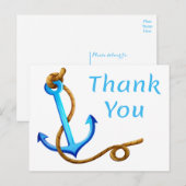 Carte Postale Merci nautique Ancre navire bleu turquoise (Devant / Derrière)