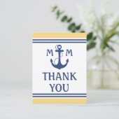 Carte Postale Merci nautique jaune et bleu (Debout devant)