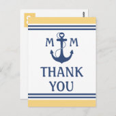 Carte Postale Merci nautique jaune et bleu (Devant / Derrière)