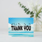 Carte Postale Merci nautique Ocean Sunrise Bleu & Blanc (Debout devant)