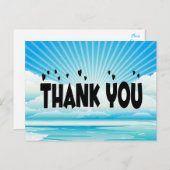 Carte Postale Merci nautique Ocean Sunrise Bleu & Blanc (Devant / Derrière)