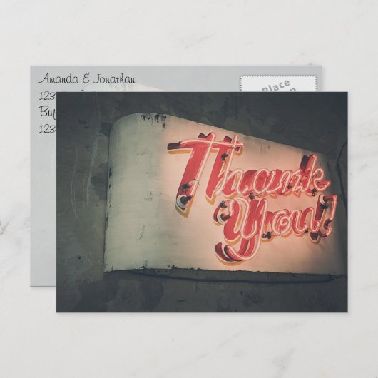 Carte Postale Merci néon rétro (Devant / Derrière)