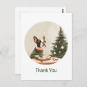 Carte Postale Merci Noël Boston Terrier Chien (Devant / Derrière)