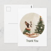 Carte Postale Merci Noël Chien Boston Terrier (Devant / Derrière)