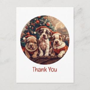 Carte Postale Merci Noël Chiens Pit Bull Chiots