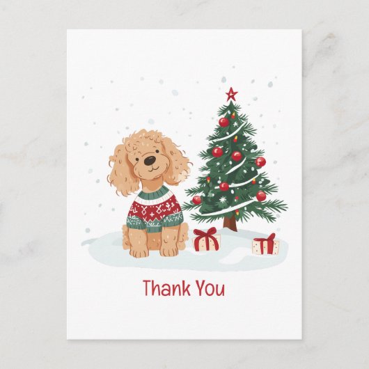 Carte Postale Merci Noël Goldendoodle chien (Devant)