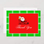 Carte Postale Merci Noël Père Noël Rouge & Vert (Devant / Derrière)