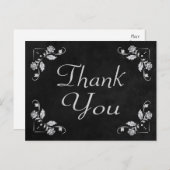 Carte postale Merci noir Chalkboard Floral (Devant / Derrière)