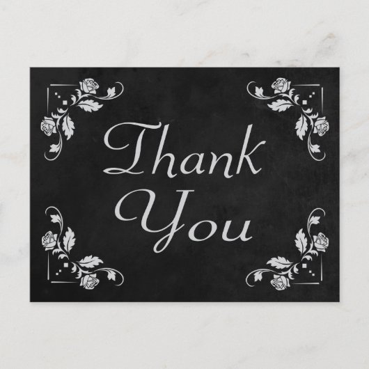 Carte postale Merci noir Chalkboard Floral (Devant)