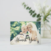 Carte Postale Merci noir écriture manuscrite Mariage photo (Debout devant)