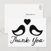 Carte Postale Merci noir et blanc Lovebirds & Hearts (Devant / Derrière)