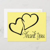 Carte postale Merci Noir Et Jaune Coeurs (Devant / Derrière)