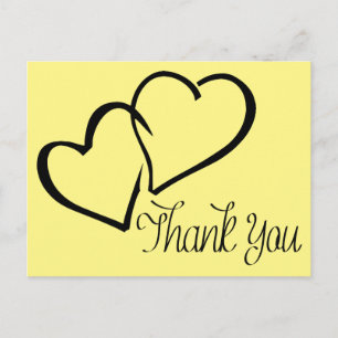 Carte postale Merci Noir Et Jaune Coeurs
