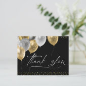 Carte postale Merci noir et or élégant (Debout devant)