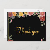 Carte Postale Merci noir Floral Or tendance bon marché (Devant / Derrière)