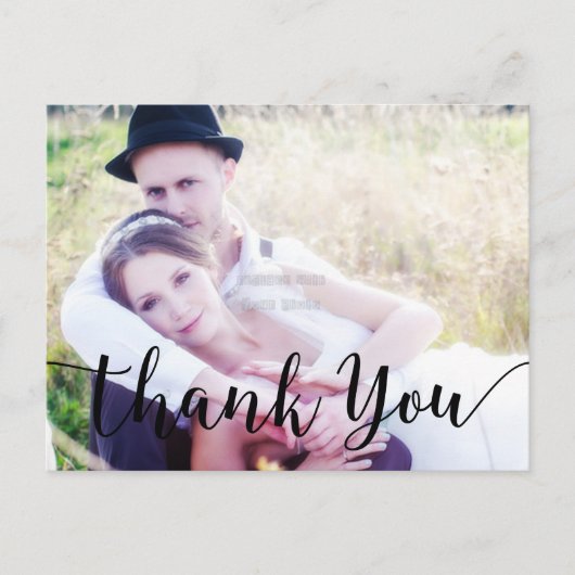 Carte Postale Merci noir Type de script photo (Devant)