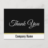 Carte Postale Merci Nom de l'entreprise Noir Blanc Or 2 côtés (Devant)