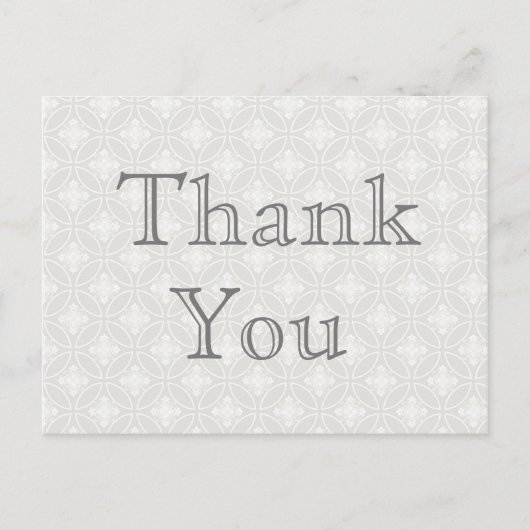 Carte Postale Merci Note Argent et Blanc (Devant)