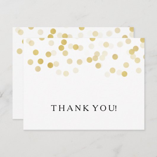 Carte Postale Merci Note Faux Gold Foil Parties scintillant (Devant / Derrière)
