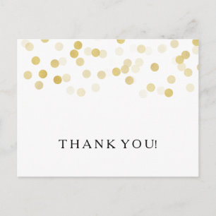 Carte Postale Merci Note Faux Gold Foil Parties scintillant
