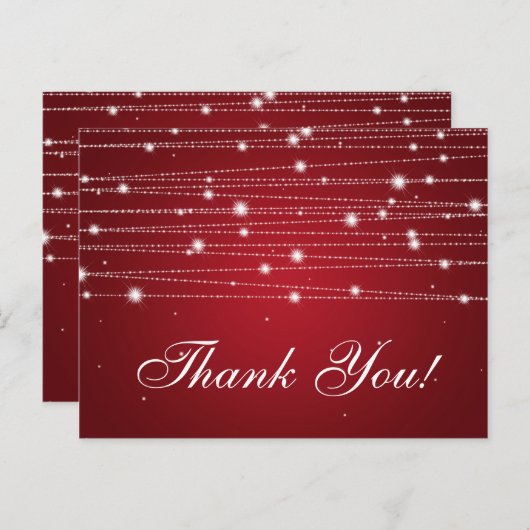 Carte Postale Merci Note Lignes Étincelantes Rouge (Devant / Derrière)