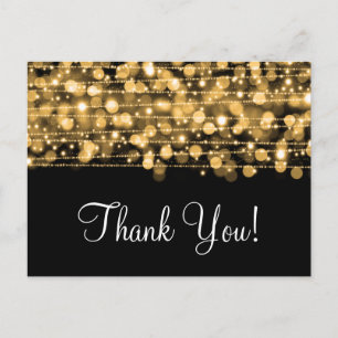 Carte Postale Merci Note Party Sparkles Gold