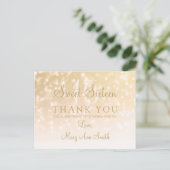 Carte Postale Merci Note Sweet 16 Gold Bokeh Sparkle Lights (Debout devant)