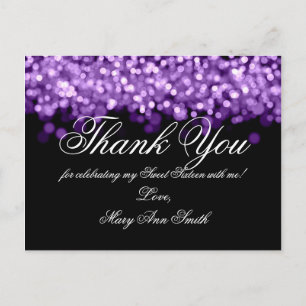 Carte Postale Merci Note Sweet 16 Lumières Violettes Chatoyantes