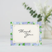Carte Postale Merci Notes Blue Hydrangea dentelle Floral Forme (Debout devant)