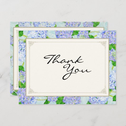 Carte Postale Merci Notes Blue Hydrangea dentelle Floral Forme (Devant / Derrière)