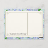 Carte Postale Merci Notes Blue Hydrangea dentelle Floral Forme (Dos)