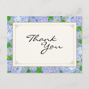 Carte Postale Merci Notes Blue Hydrangea dentelle Floral Forme