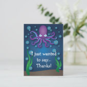 Carte postale Merci octopus violet sous la mer (Debout devant)