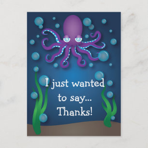 Carte postale Merci octopus violet sous la mer